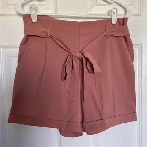 Mauve Paperbag Belted Shorts Size L